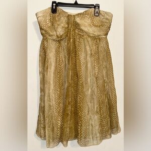 Express Strapless Snake Print Top in Gold